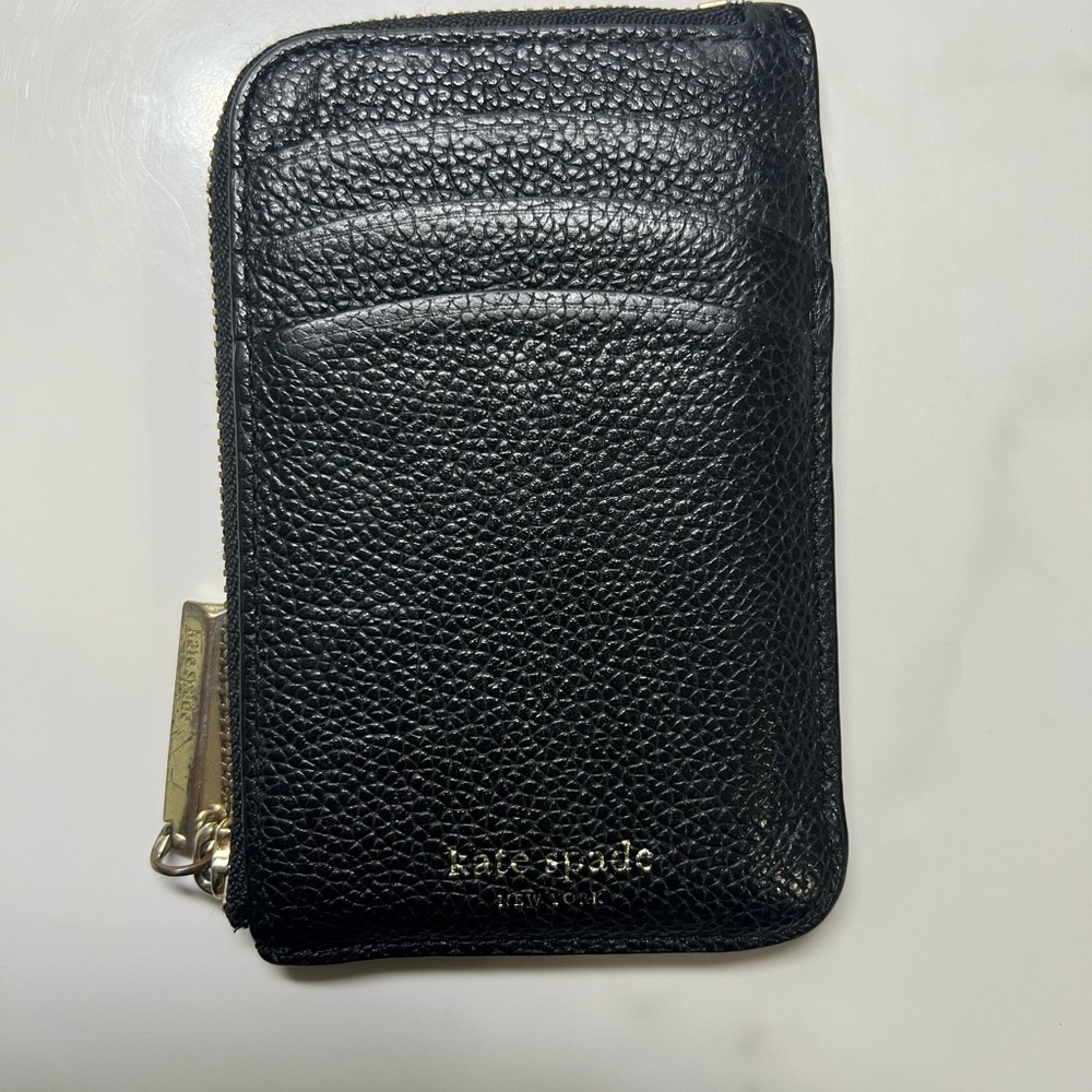 Kate Spade Black Textured Wallet with Gold Accent